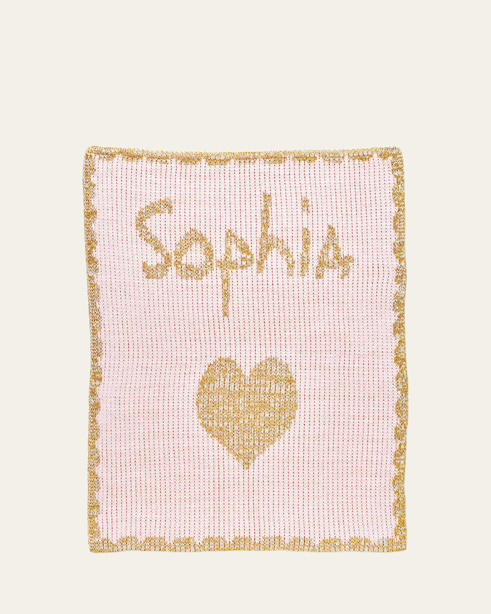Single Heart Metallic Knit Stroller Blanket, Personalized